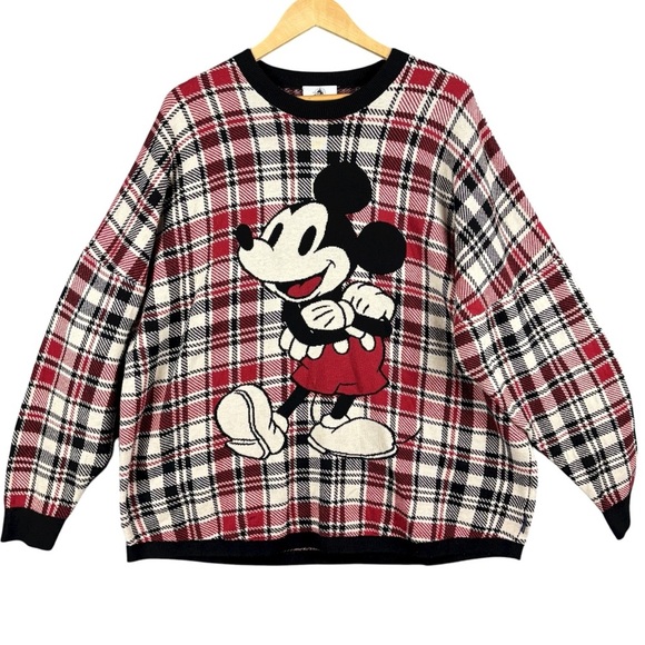 Disney Sweaters - Disney Holiday Spirit Jersey Plaid Mickey 2022 – Sz XL (oversized) EUC!